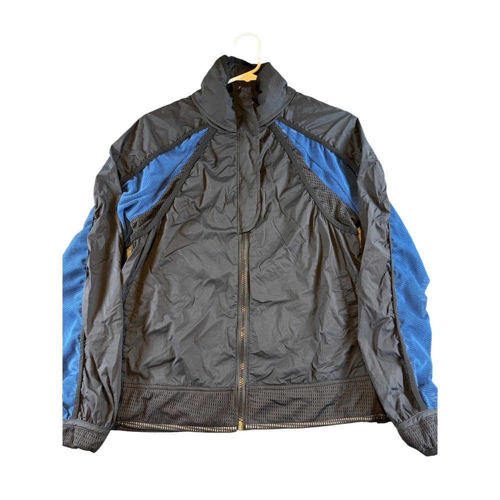 FP Movement Free People Windbreaker Jacket Black Blue Mesh Full Zip Hooded XS